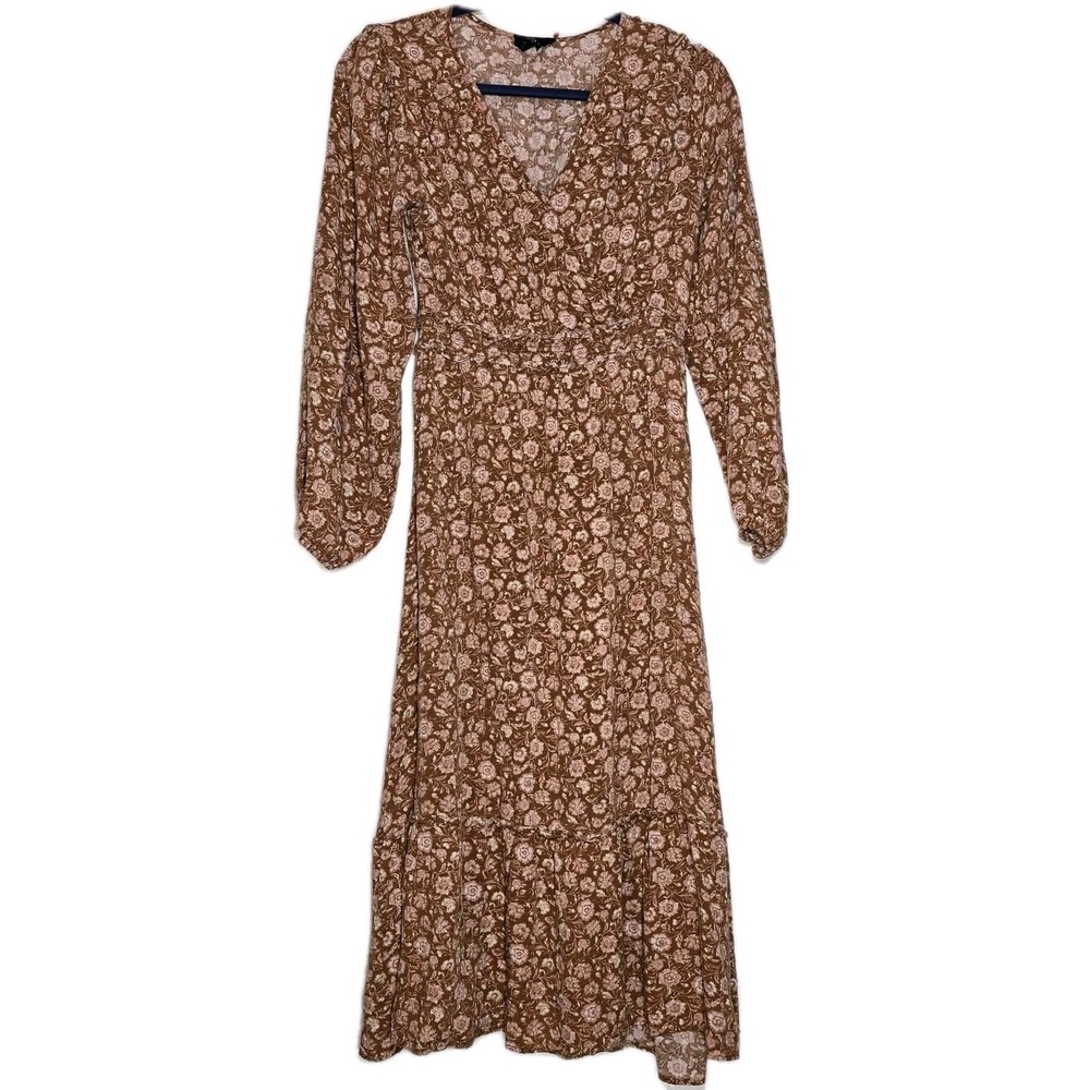 Flower & Feather GUC Floral Boho Prairie Cottagecore Midi Dress Size L 🌸